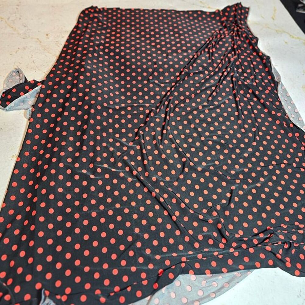 Black Red Polka Dot Stretch Fabric 64x65 Soft Blouse Feel Knit Material